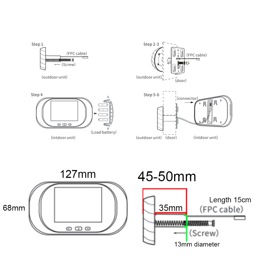 Titthålskamera med LCD Skärm – Digitalt Dörröga med Kamera - Bild 5