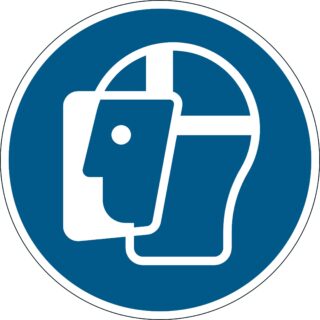 Påbudsdekal "Använd ansiktsskydd" borttagbar
