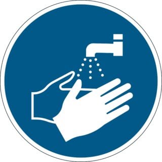 Påbudsdekal "Tvätta händerna" borttagbar