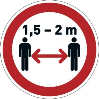 Varseldekal "Håll avstånd" borttagbar