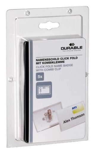 Namnskylt CLICK FOLD 54x90,nål/klämma 5-pack