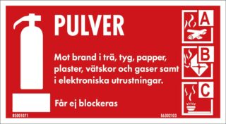 Skylt Pulversläckare 200X110Mm