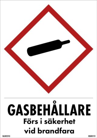 Skylt Gasbehållare