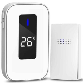 Trådlös dörrklocka Batterifri med inomhus temperaturgivare - 150 meter fri luft Utbyggbar med fler mottagare