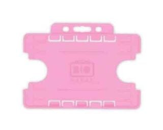 Korthållare för passerkort / ID-kort – Eko BioBadge CR80 Liggande, Dubbelsidig, Rosa (100-pack)