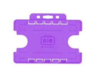 Korthållare för
  passerkort / ID-kort – Eko BioBadge CR80 Liggande, Dubbelsidig, Lila
  (100-pack)