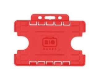 Korthållare för passerkort / ID-kort – Eko BioBadge CR80 Liggande, Dubbelsidig, Röd  (100-pack)