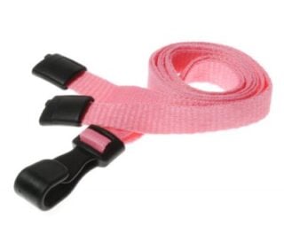 Nyckelband Rosa standard med J-klämma i plast 100-pack