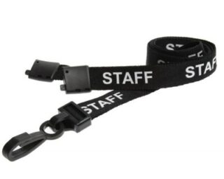 Nyckelband Staff/Event Svart Säkerhetsspänne J-klämma i plast 100-pack