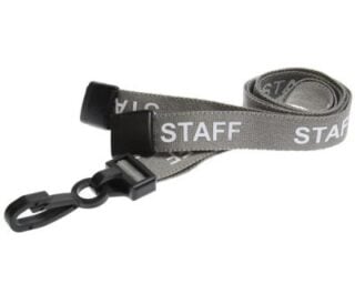 Nyckelband Staff/Event Grå Säkerhetsspänne J-klämma i plast 100-pack