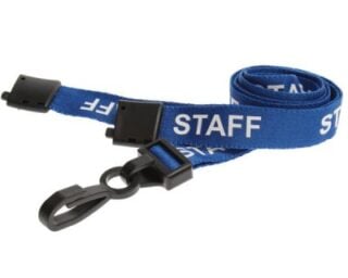 Nyckelband Staff/Event Blå Säkerhetsspänne J-klämma i plast 100-pack