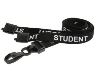 Nyckelband 15 mm Student Svart Säkerhetsspänne J-klämma 100-pack