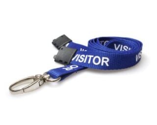 Nyckelband 15mm Blå Visitor Säkerhetspännne hummerklämma 100-pack