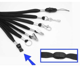 Lanyard, 9 mm med säkerhetsknäppe och Sportfäste - Svart